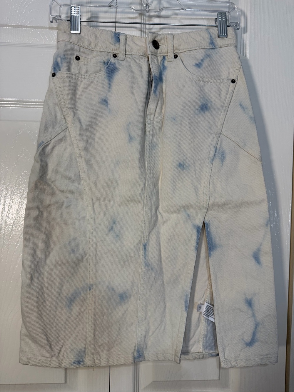 Future Collective Women’s White Denim Jeans with Blue Tie-Dye